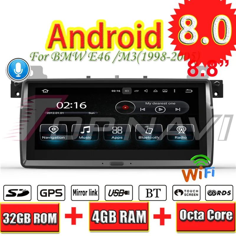 

Topnavi Android 8.0 Car PC Player Radio For BMW E46/M3(1998 1999 2000 2001 2002 2003 2004 2005) Stereo GPS Navigation NO DVD