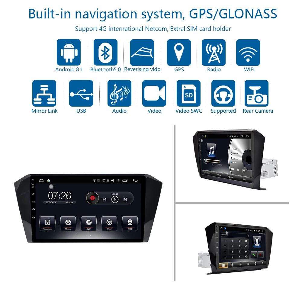 Flash Deal Car Multimedia player 1 Din Android 8.1 Car DVD For VW/Volkswagen Magotan /Passat B8 10.1" 4G/32G/64G touch screen car Radio GPS 4