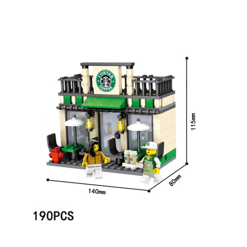 Городской мини-строительный блок с видом на улицу Apple 711, удобный магазин, звезда кофе, сладкий магазин, McDonalds, курица, ресторан, кирпичи, игрушки - Цвет: starbuck no box