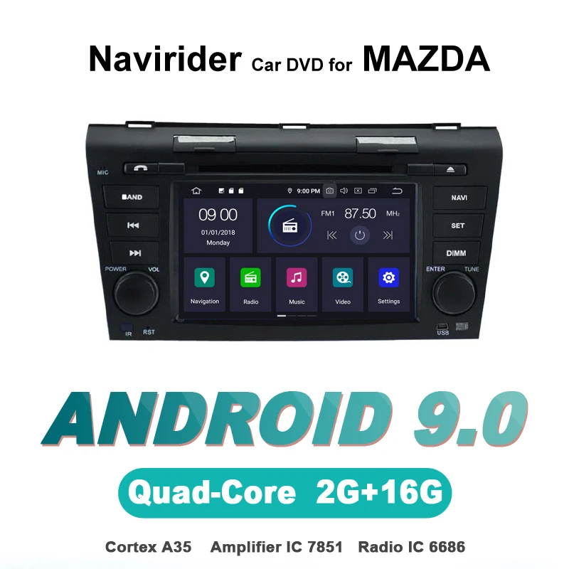 

touch screen OTOJETA Android 9.0 car dvd player FOR MAZDA 3 2004-09 HU car accessories gps Multimedia radio tape recorder Stere