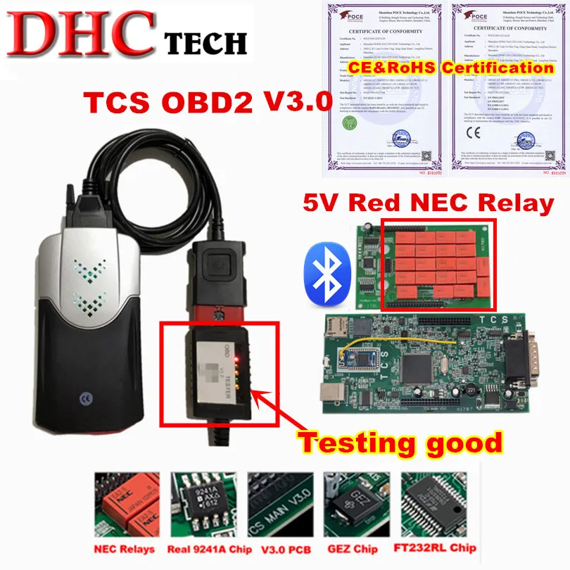 Новый случай TCS Pro Bluetooth 2016 00 с keygen Red NEC 5V 9241A чип v3.0 OBD2 сканер автомобиля/грузовика