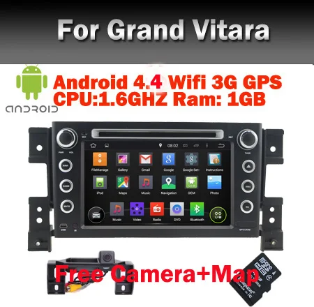 7 &quot емкостный сенсорный экран Android 4.4 4 dvd-gps на Suzuki Grand Vitara wi-fi 3 г Bluetooth GPS радио RDS USB