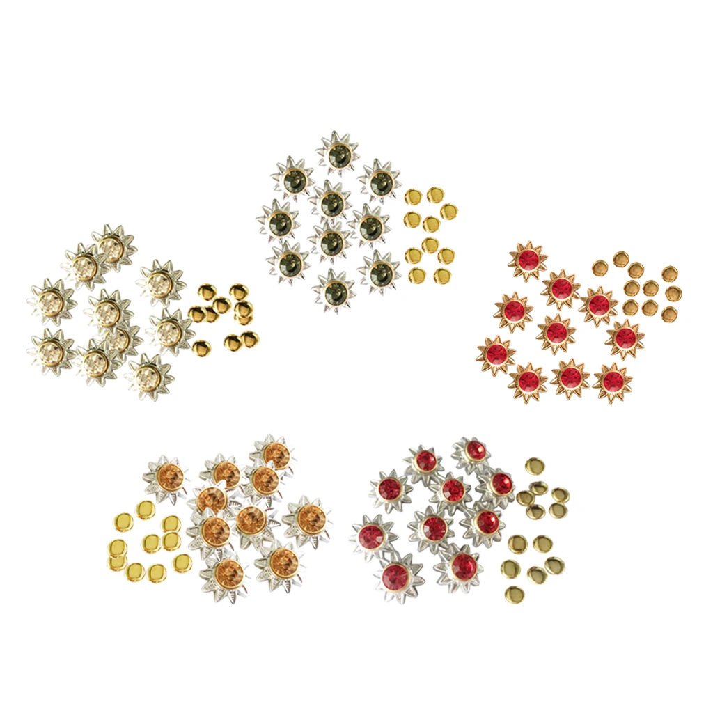 

50 Sets Sunflower Rhinestone Rivets Nailheads Spots Studs for Leather Crafts