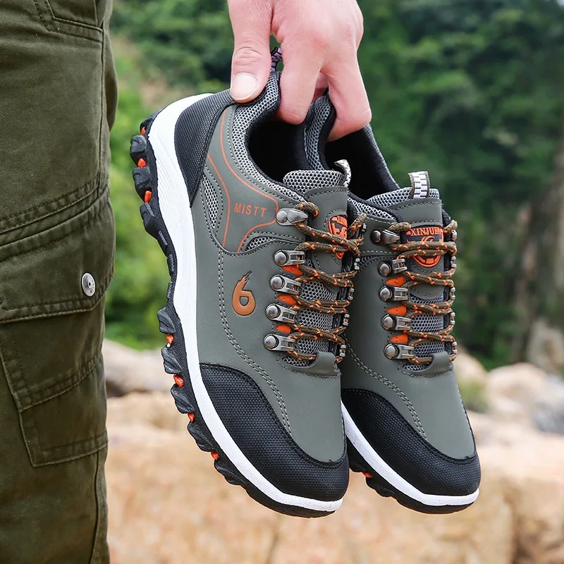 Günstige NAUSK Männer Leder Outdoor Wandern Turnschuhe Männlichen Schuhe Erwachsene Non Slip Casual Military Armee Schuhe Herbst Hard tragen schuhe