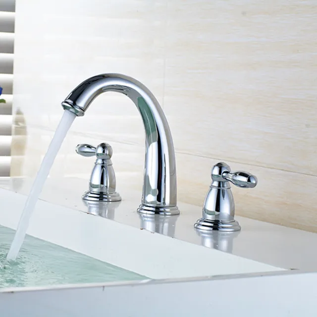 Fashion Chrome Copper Cold And Hot 8 Widespread Bathroom Sink Fashion Chrome Copper Cold And Hot 8 Widespread Bathroom Sink Faucet Basin Mixer Three Holes