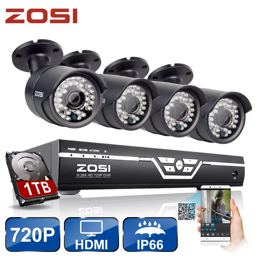 bilder für ZOSI 8CH CCTV System 720 P HDMI AHD CCTV DVR 4 STÜCKE 1.0MP IR Outdoor-überwachungskamera 36Led 1500TVL Heimüberwachungssystem 1 TB HDD bilder für ZOSI 8CH CCTV System 720 P HDMI AHD CCTV DVR 4 STÜCKE 1.0MP IR Outdoor-überwachungskamera 36Led 1500TVL Heimüberwachungssystem 1 TB HDD