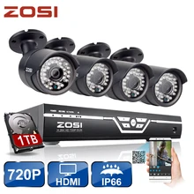ZOSI 8CH CCTV System 720P HDMI AHD CCTV DVR 4PCS 1.0MP IR Outdoor Security Camera 36Led 1500TVL Home Surveillance System 1TB HDD