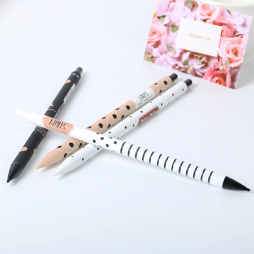 1 шт./лот, модная автоматическая ручка 0,5 мм, милый пластиковый механический карандаш в черно-белый горошек для студентов, обучающих писательские принадлежности