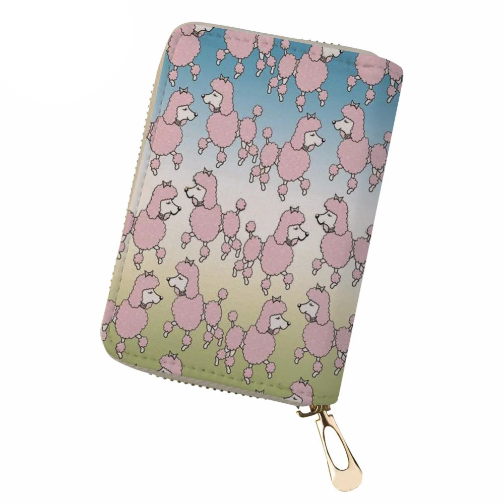 

NOISYDESIGNS Women PU Leather Card Holder Poodle Print Credit Card Holder for Ladies Business Card Holder Driving License Cover