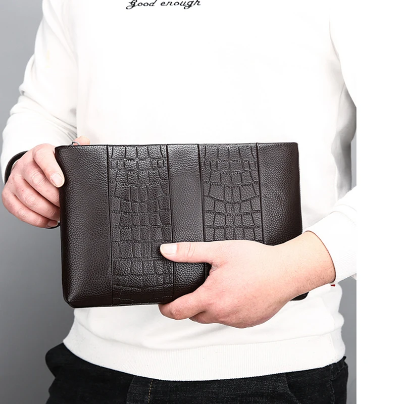 Мужская повседневная сумка из спилковой кожи с узором под крокодила|mans bag casual|bag