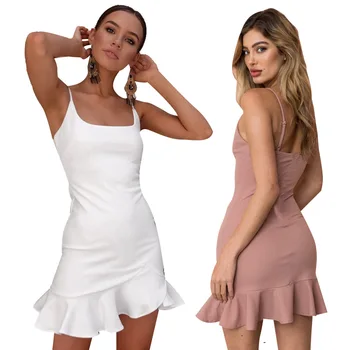 

Women Sexy Spaghetti Strap Backless Beach Mini Dress 2019 Summer Floral Ruffles Boho Club Party Sleeveless Sundresses Vestidos