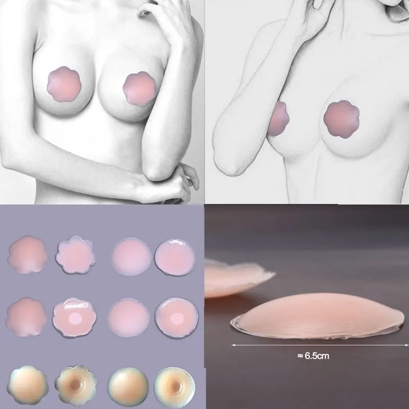 

Nipple Cover Silicone Reusable Invisible Self Adhesive Breast Chest Bra Pasties Pad Petal Mat Stickers Accessories For Woman