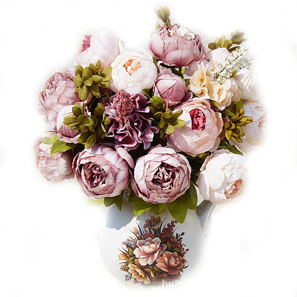 

High quality 8 heads Elegant Artificial Peony Silk Flowers Floral Home Wedding Party Decor Decoration Flores Artificiales
