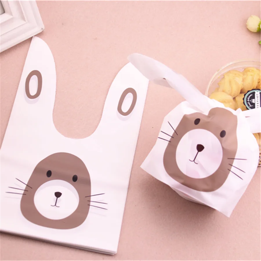 Wholesale 50pcs/lot Cute Plastic Candy Packing For Balloons Birthday Lovely Rabbit Ear Soap Packaging Christmas Candy Bags