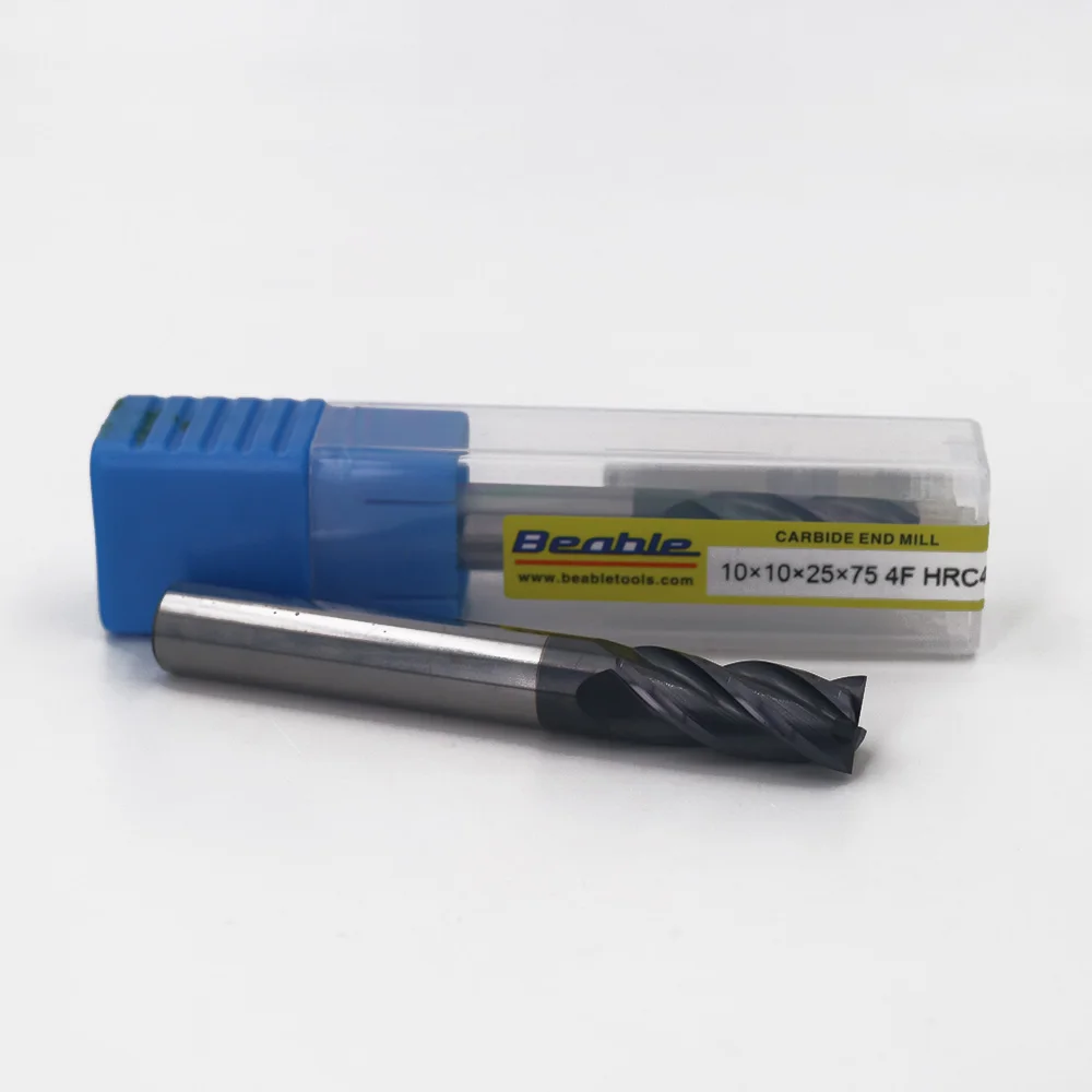 

Beable tools 10*10*25*75 HRC45 4 Flute CNC milling cutters metal milling tool carbide end mill cutting tool mill cnc endmill