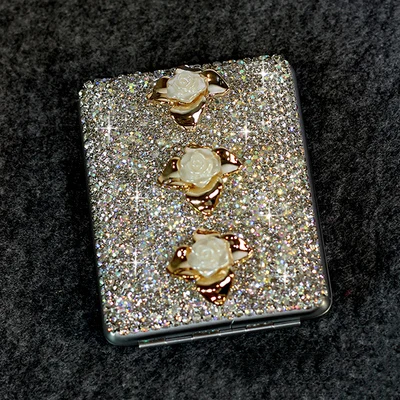 Роскошные блестящие лепестки кристалл алмаз MS 20 портсигар тонкий металлический портативный анти-давление труба коробка для сигарет любовь подарок - Цвет: Белый