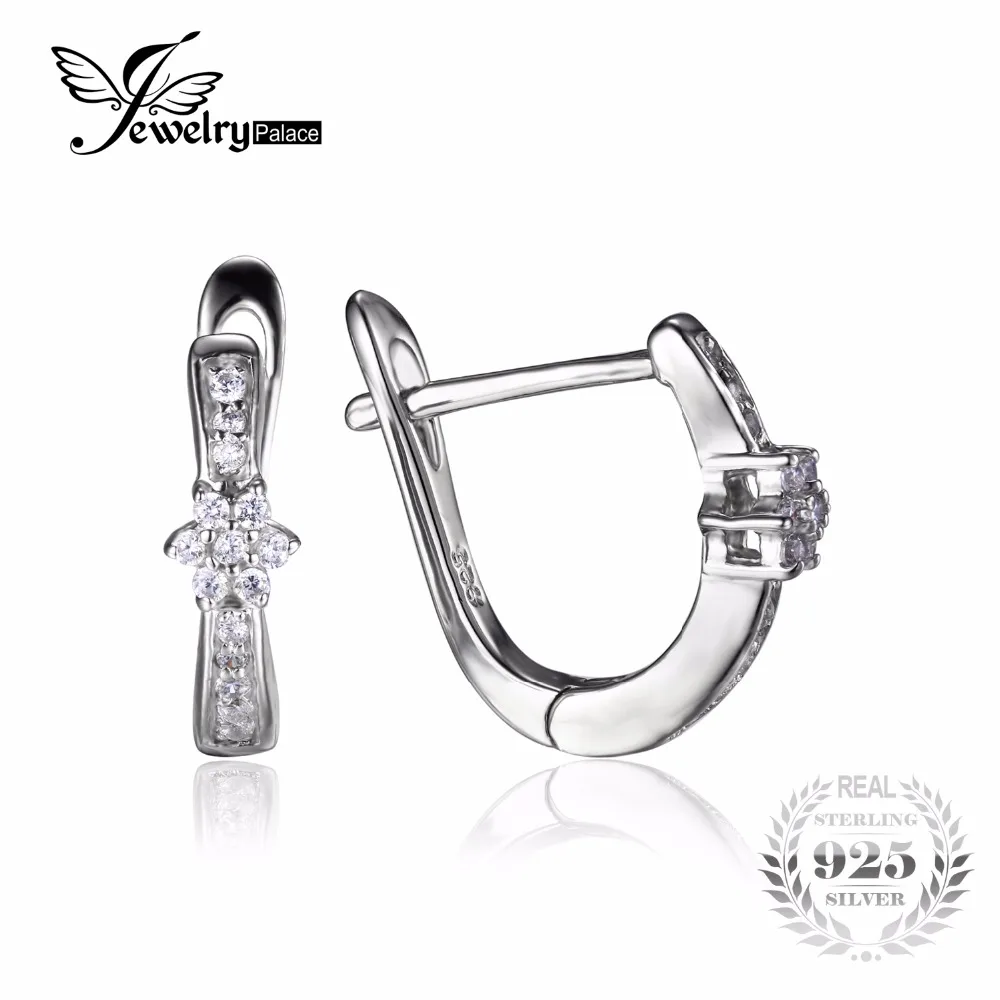 JewelryPalace Flower Cubic Zirconia Anniversary Channel Set Clip On Earrings Real 925 Sterling Silver Wedding Jewelry
