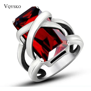 

Men and women Lover rings rectangle Crystal Zircon ring trend domineering personality stainless steel Man jewelry