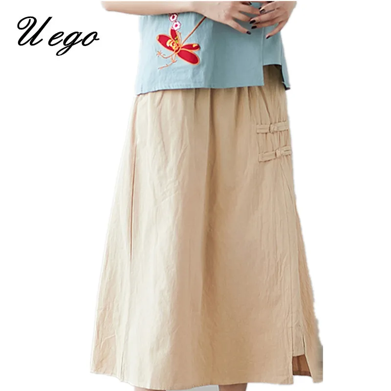 Buy Uego Cotton Linen Summer Skirt Cotton Linen Loose