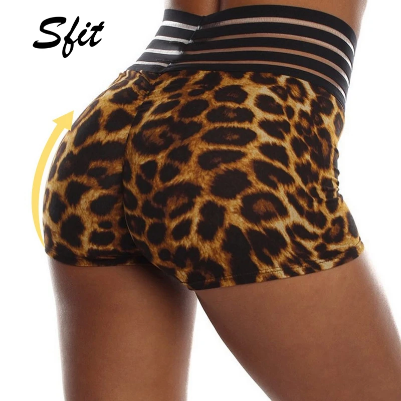 

Sfit 2019 Women Sexy Leopard Print Yoga Shorts Leggings High Waist Stretch Tights Shorts Workout Female Seamless Sweatpants