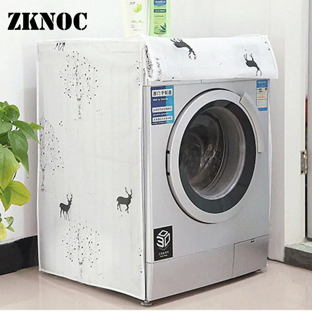 

Front Loading Transparent Washing Machine PEVA Dust Dirt Floral Printed Cover Waterproof Sunscreen Organizer for Drum Type