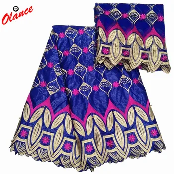 

Wonderful golden and fushia pattern with Beads 5 yards Bazin Riche and 2 yards net lace KY30 Royal blue WAX lace Fabric