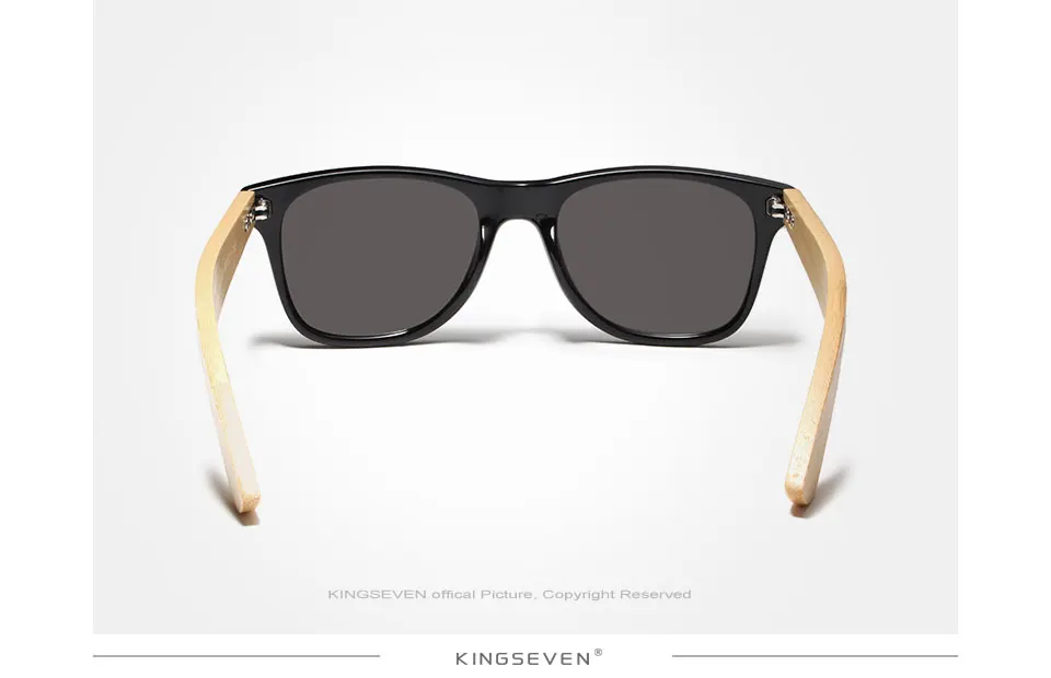 KINGSEVEN Bamboo Polarized Vintage Square Sunglasses Mirror Lenses