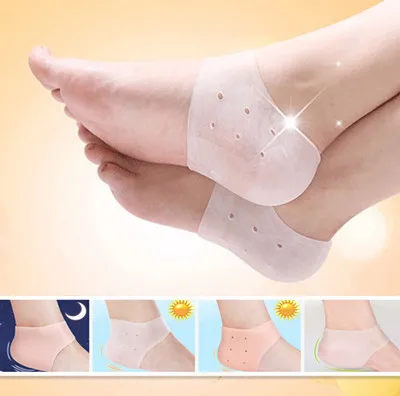

2015 New arriver feet care socks 2PCS Silicone Moisturizing Gel Heel Socks with hole Cracked Foot Skin Care Protectors