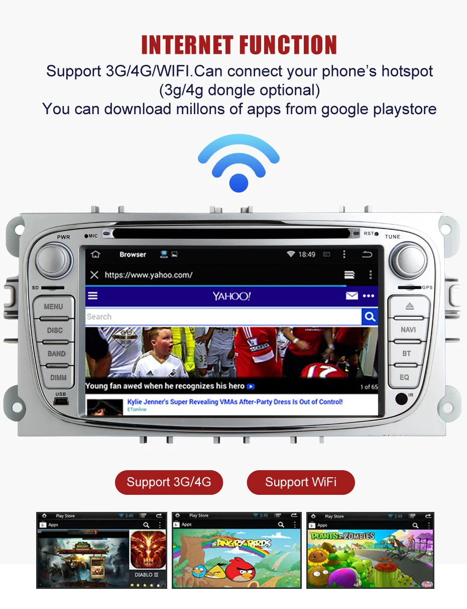 Best KANOR Octa Core IPS Android 9.0 4g 2 din Car DVD GPS For Ford Focus S-MAX Mondeo C-MAX Wifi GPS Navigation Radio FM Multimedia 3
