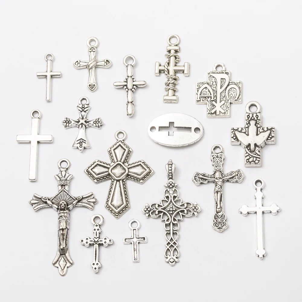 

Wholesale Vintage Zinc Alloy Cross Charms Antique Silver Plated Pendants for Necklace Jewelry Making DIY Accessories