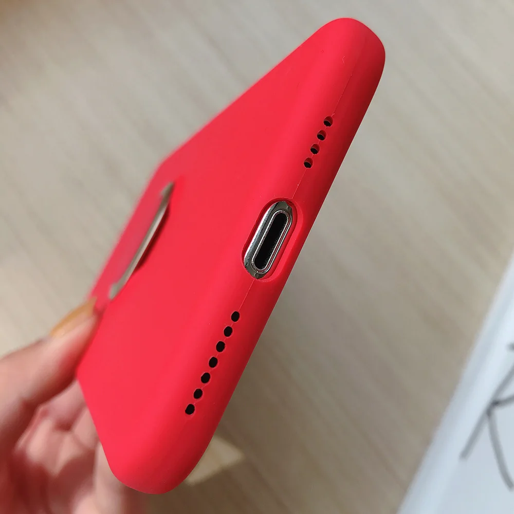 KIPX1110_9_JONSNOW Pure Color Phone Case for iPhone XS XR XS Max 6 6S 7 8 Plus Matte Soft TPU Solid Cover with Ring Holder Capa Fundas