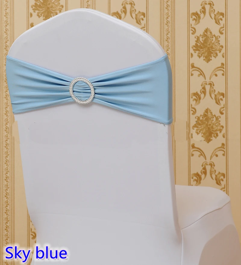 Королевский синий цвет на стул для продажи пояс с круглые пряжки для накидка на стул из спандекса лента лайкра пояс галстук-бабочка для свадьбы украшения