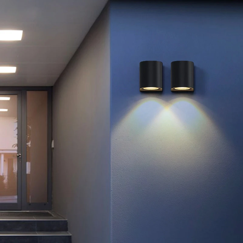 Скандинавский настенный светильник светодиодный алюминиевый наружный закрытый Ip65 вверх вниз GU10 лампа Современная для дома лестницы спальня прикроватная ванная комната ZBW0009