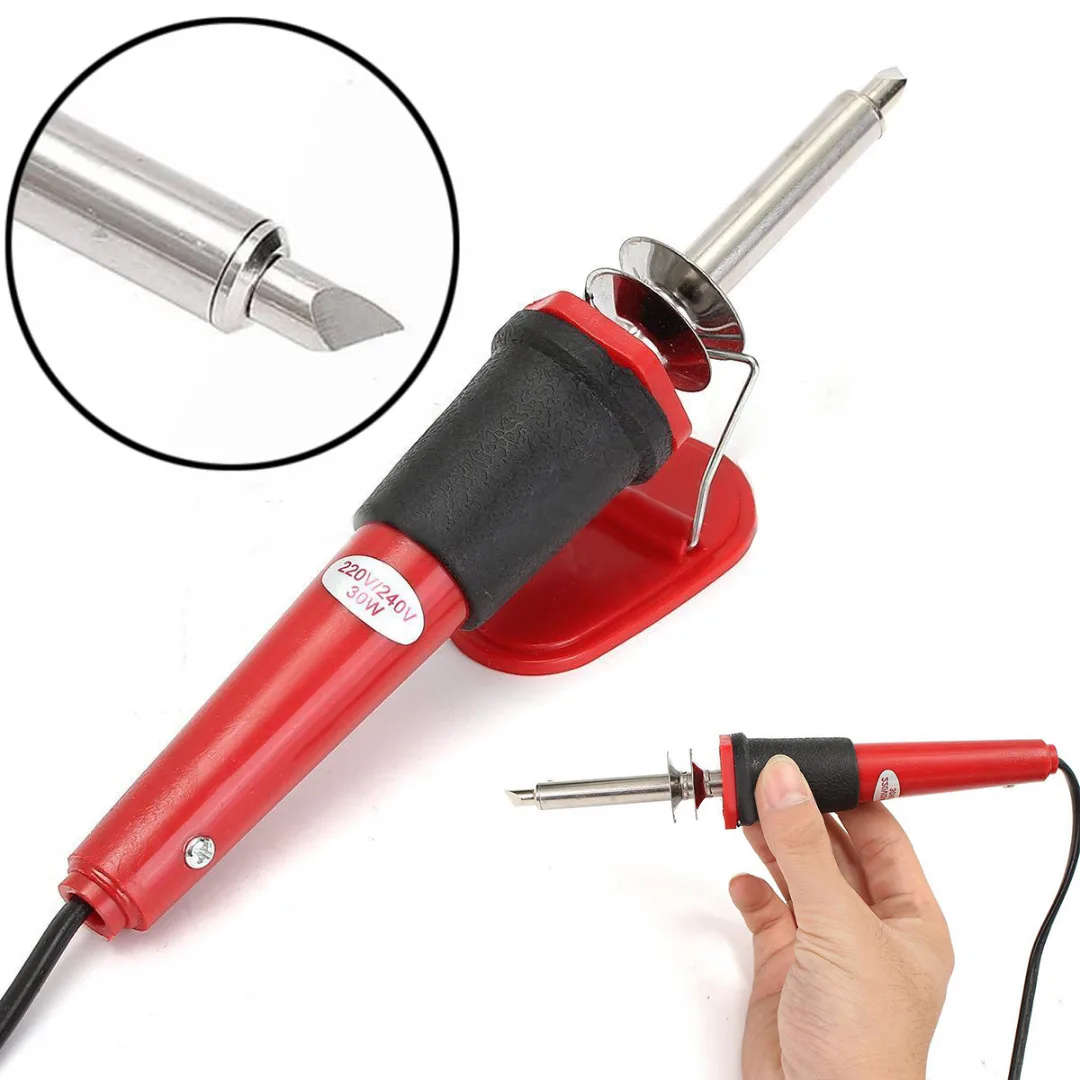 7pcs 30W Pyrography Tool AC 220-240V Electric Soldering Iron Engraving Pen Kit Set with Interchangeable Brass Tips