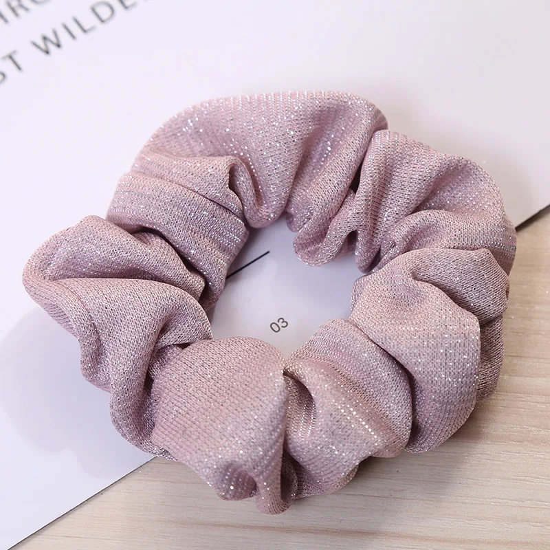 

Shining Glitter Metalic Fabric Hair Scrunchies Women Hair Accessories Tonytail Holder Elastic Hair Ties