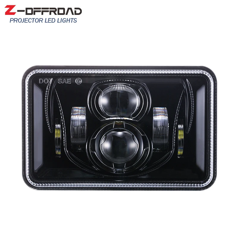 

Rectangle 4x6 Inch LED Headlights H4 Plug H4651 H4652 H4656 H4666 H6545 Projector for Peterbil Kenworth Freightinger Headlamp