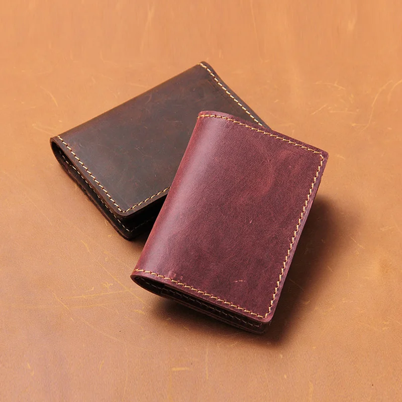 

Handmade Top Layer Cow Leather Small Men Card Wallet Designer Genuine Leather Slim Credit Card Organizer Cardcase for Male