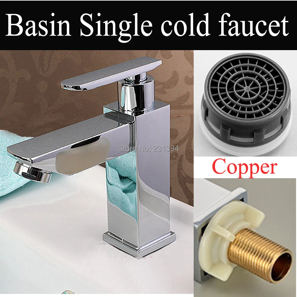 Copper Chrome Basin single Hole cold faucet single lever Water tap