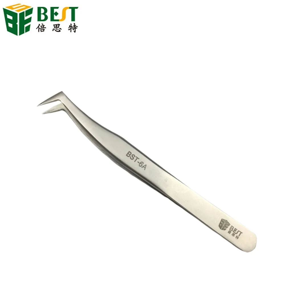 

Anti-static Eyelash Extension Tweezers Stainless Steel Electroplating Forceps Pliers Curved Tips for Nail Art Gem Decor Picking