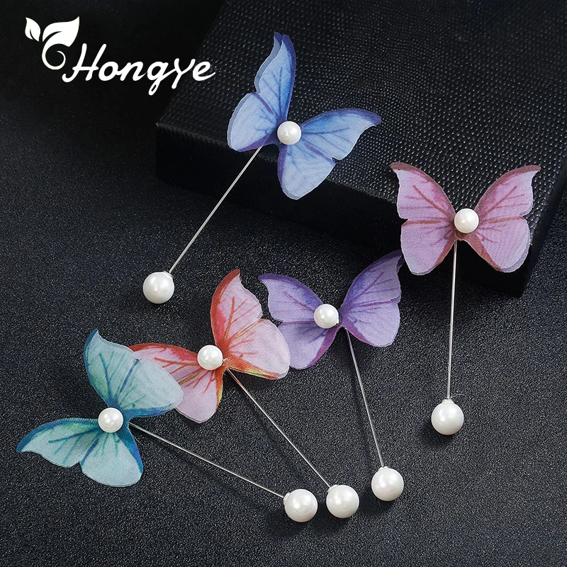 

Hongye 5pcs/Lot Brooch Pin Butterfly Shaped Personalized Shirt Button Women Animal Brooches Scarf Pins Fabric Beautiful Brooches