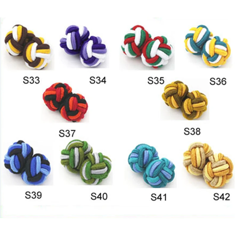 

Free Shipping cuff links 8 pairs a lot handmade silk knot cufflink S1 to S42 color can be mixed