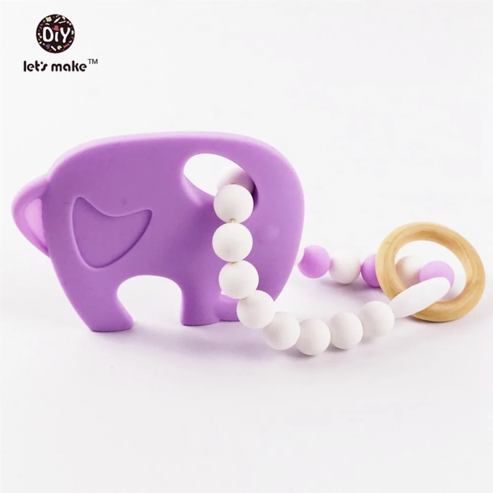 Давайте сделаем Силиконовые Прорезыватели детские игрушки для кормления браслет Слон фиолетовый силиконовые бусины 4 шт. натуральный Прорезыватель для ребенка