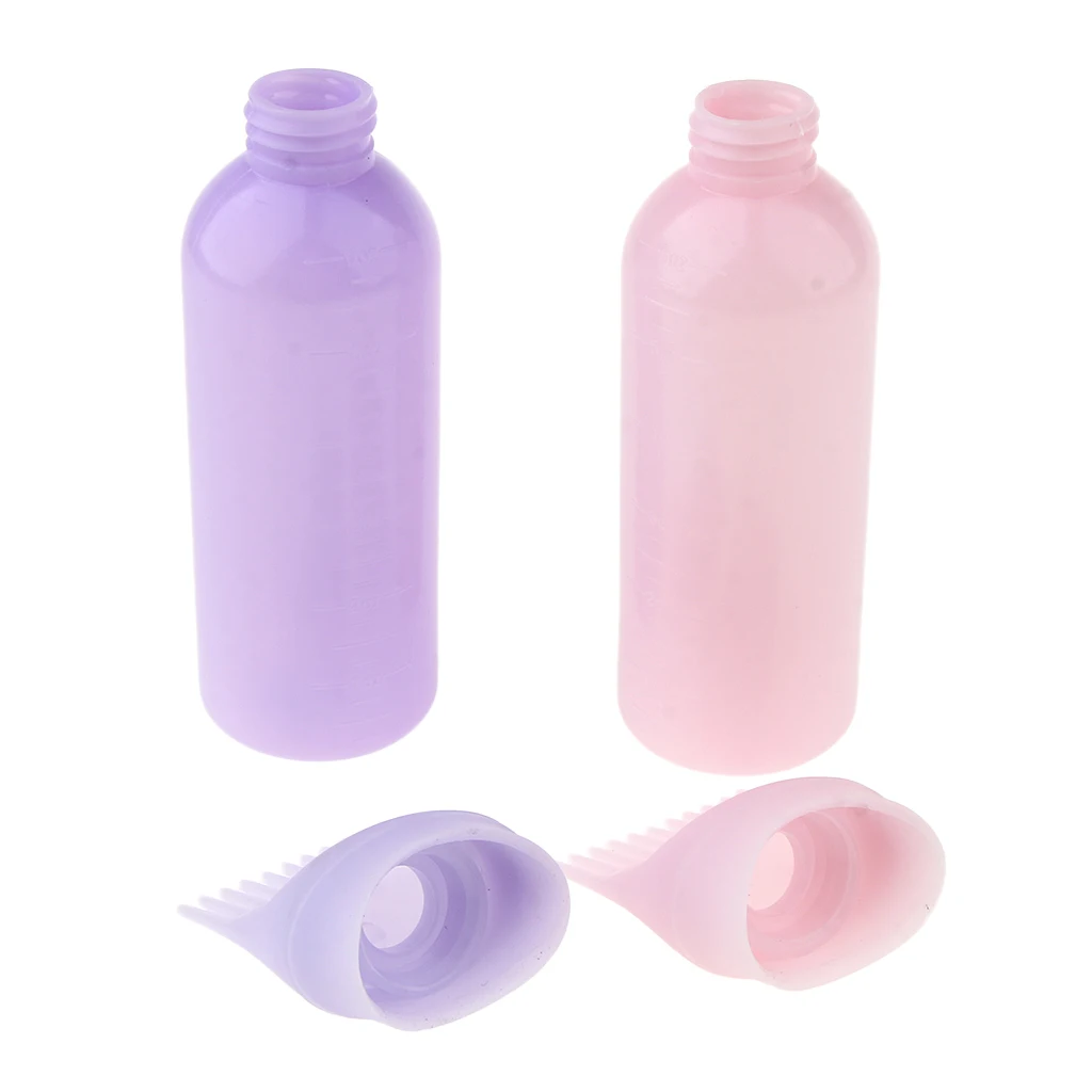2Pcs Root Comb Applicator Bottle, 4 ounce 120ml Hair Coloring, Dyeing and Scalp Treatment Essential Salon Hairdressing Tools Kit