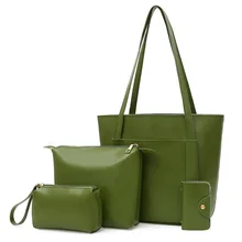 

4pcs/Set Women's Crossbody Bags Set Lady Casual PU Shoulder Messenger Bag Handbag Tote Large Key Card Bags Green Red Black White