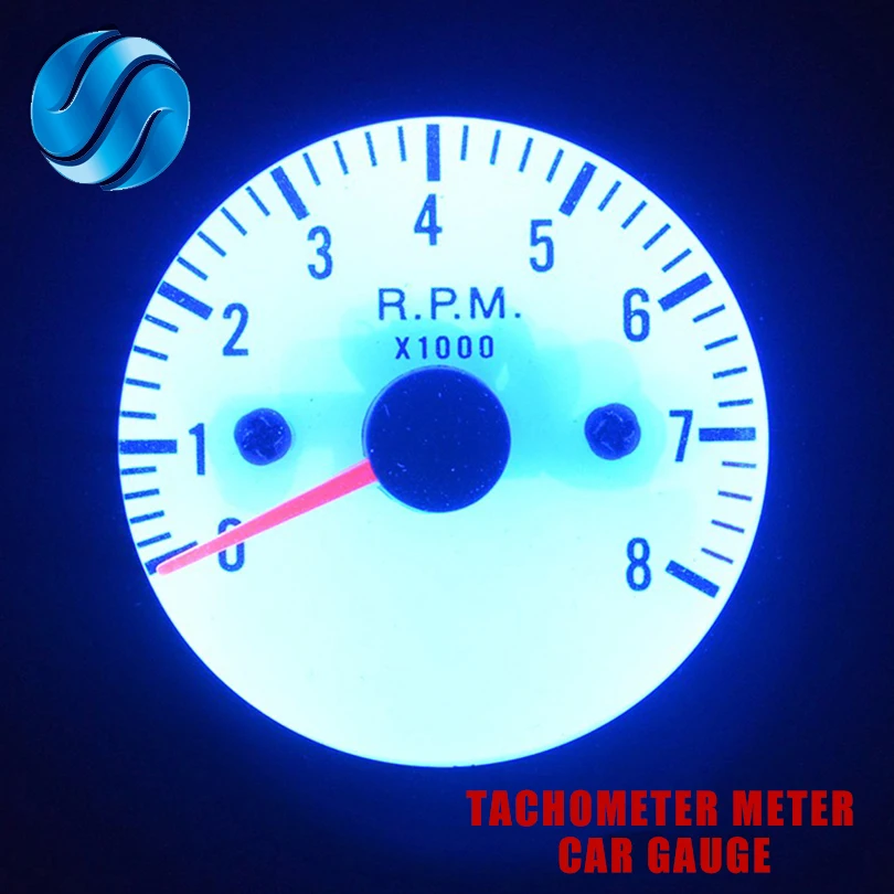 DRAGON GAUGE 2" 52mm Car Gauge Tachometer Meter 0 8000 RPM Tacho Blue