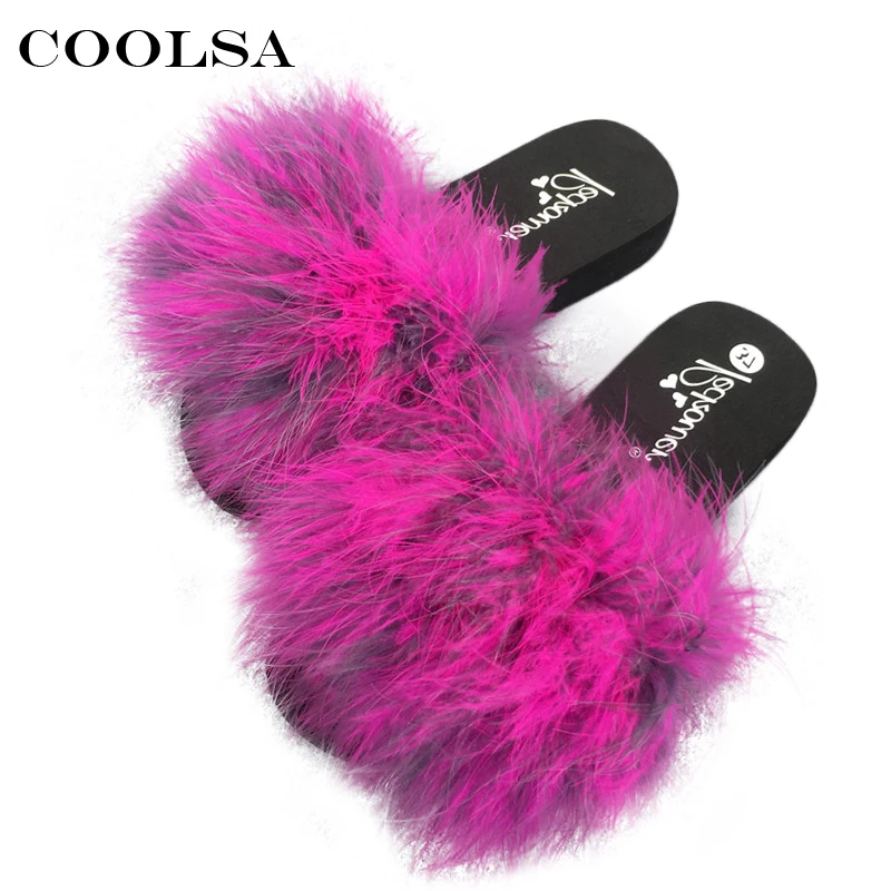 fluffy feather slippers