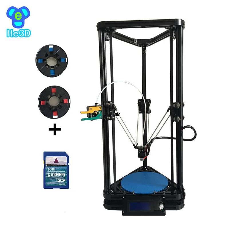 

HE3D reprap auto bed leveling single dual K200 delta 3d printer kit_ heat bed optional_two rolls of filament fo for your gift
