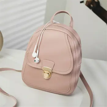 

Japanese women's backpack mini bag casual simple solid color faux leather placak canta shoulder bag