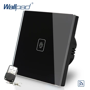 

Wallpad Dimmer 1 Gang Remote Switch European EU Standard Black Tempered Glass LED Indicator Dimmer Remote Switches Free Shipping
