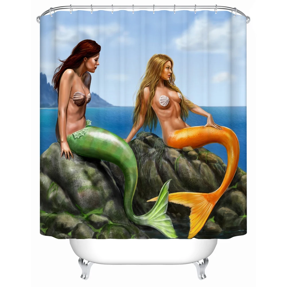 

Nanaz Waterproof Fabric Shower Curtain Beautiful Mermaid Eco-Friendly High Quality Shower Curtains Bathroom Curtain